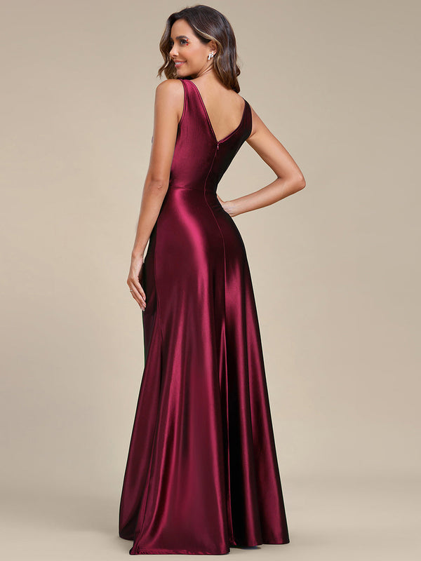 Elegant V Neck Split Ruffles Stain Evening Dresses