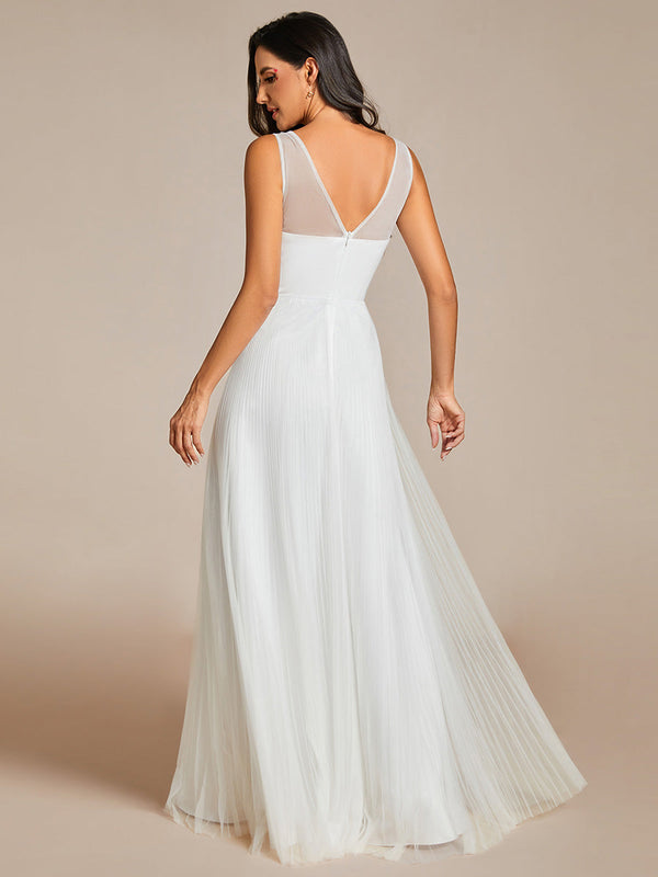 Elegant Appliques Chiffon A-Line Floor Length V Neck Sleeveless Evening Dress