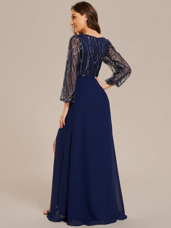 Maxi Long Sequin Evening Dress with Long Sleeves