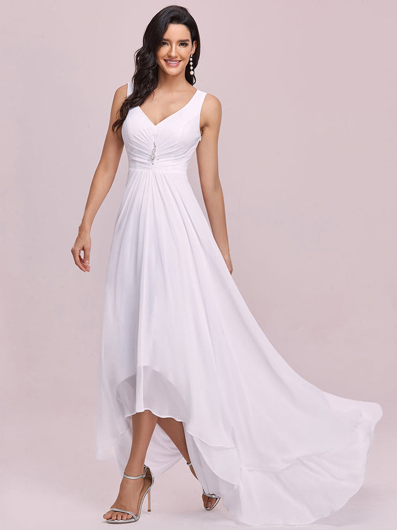 Sequin V Neck Sleeveless Wedding Dress