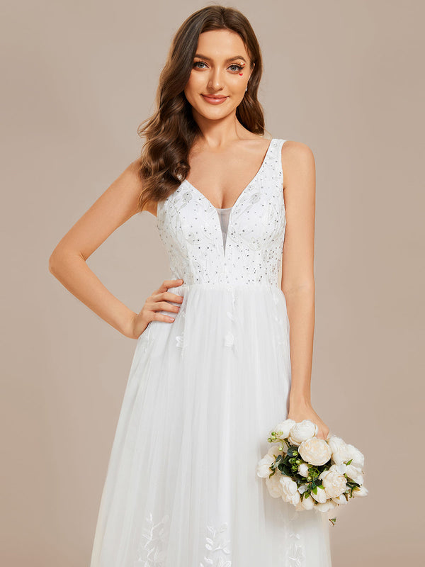 Elegant Pure Sequins Pearl Beading Sweetheart Neck Appliques Bridal Gowns Wedding Dresses