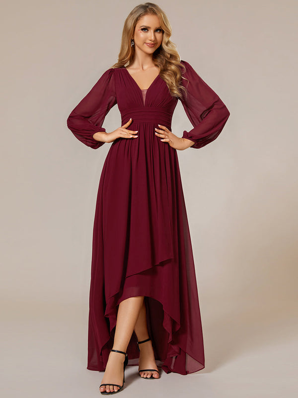 Maxi Long Chiffon Evening Dresses With Long Sleeves