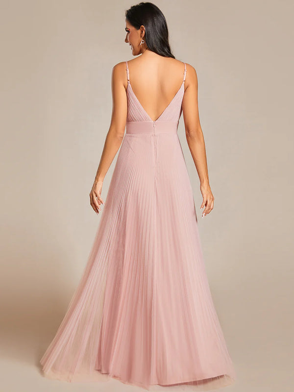 Mesh Contrast Bridesmaids Dresses With Spaghetti Straps