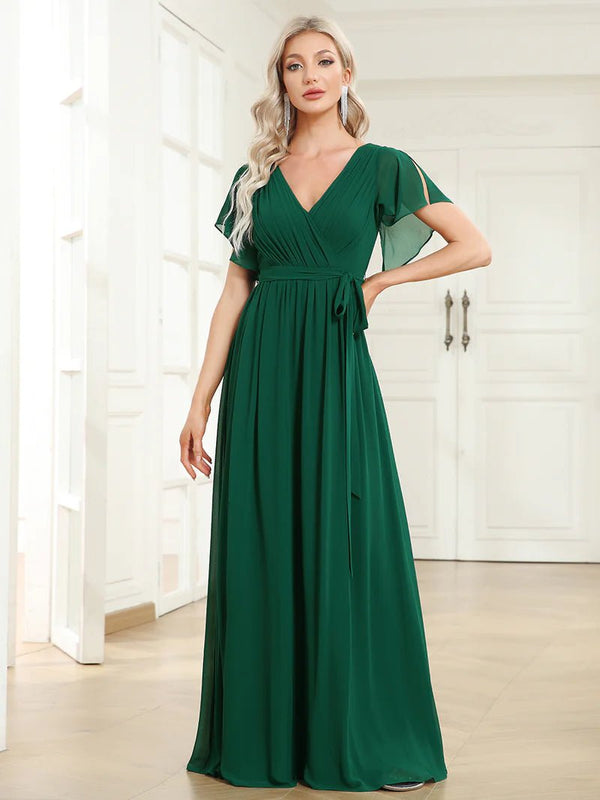 Flowy sleeve bridesmaid dress best sale