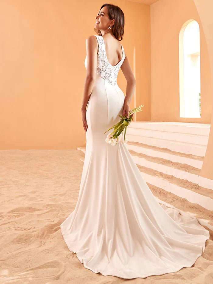 Elegant Fishtail Pleated Wedding Dresses