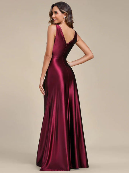 Elegant V Neck Split Ruffles Stain Evening Dresses - CALABRO®