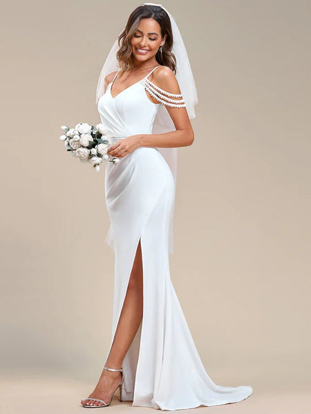 Fine Halter Side Split Fishtail Wedding Dresses - CALABRO®