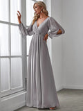Floor Length Long Lantern Sleeves Bridesmaid Dresses - CALABRO®
