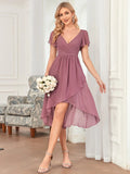 Flowy Mid Length Butterfly Sleeves Bridesmaid Dress - CALABRO®
