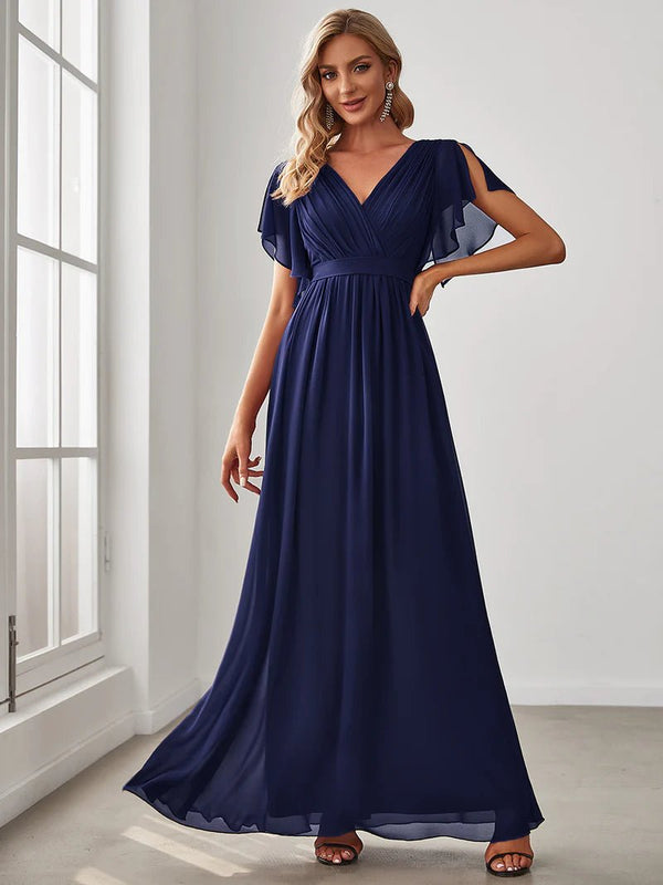 Flowy Tulle V-Neck Bridesmaid Dress - CALABRO®