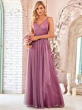 Flowy Tulle V-Neck Bridesmaid Dress - CALABRO®