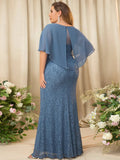 Full Length Lace Chiffon Cape Mother of the Bride Dress - CALABRO®