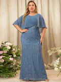 Full Length Lace Chiffon Cape Mother of the Bride Dress - CALABRO®