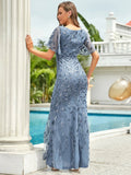 Gorgeous V Neck Leaf-Sequined Fishtail Party Formal Dress - CALABRO®