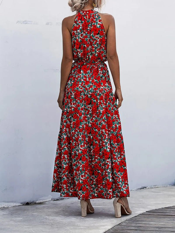 Halter Neck Printed Belted Casual Dresses - CALABRO®