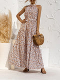 Halter Neck Printed Belted Casual Dresses - CALABRO®