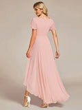 High Low Short Sleeve Chiffon Evening Dresses - CALABRO®