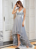 High-Low Tulle Sequin Detail Formal Dress - CALABRO®