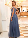 High Waist Tulle & Sequin Sleeveless Evening Dress - CALABRO®