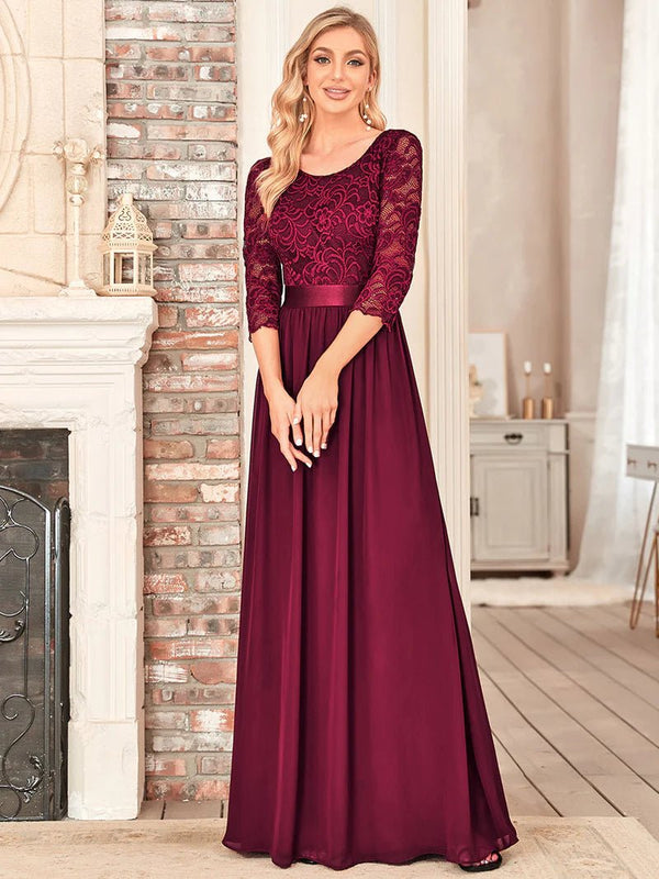 Maroon lace top top long sleeve