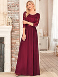 Lace Top Three Quarter Sleeve Flowy Bridesmaid Dress - CALABRO®