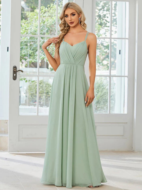 Green chiffon 2025 bridesmaid dresses