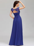 Lacey Neckline Open Back Ruched Bust Evening Dresses - CALABRO®