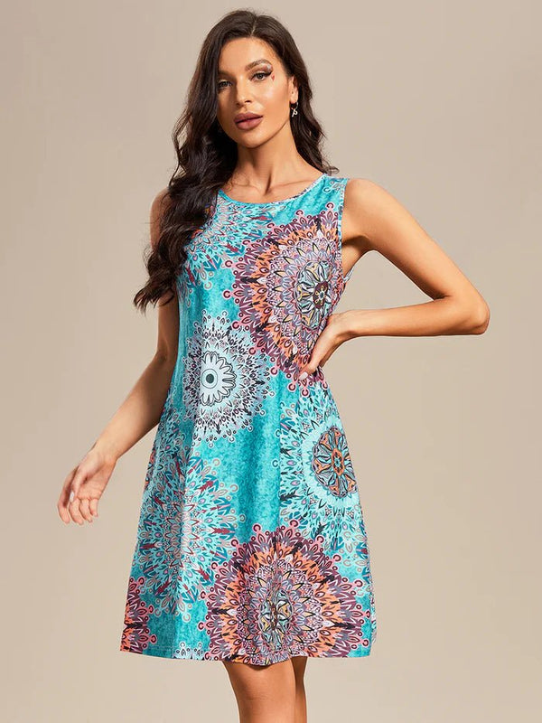 Loose A-Line Printed Strapless Cocktail Dresses