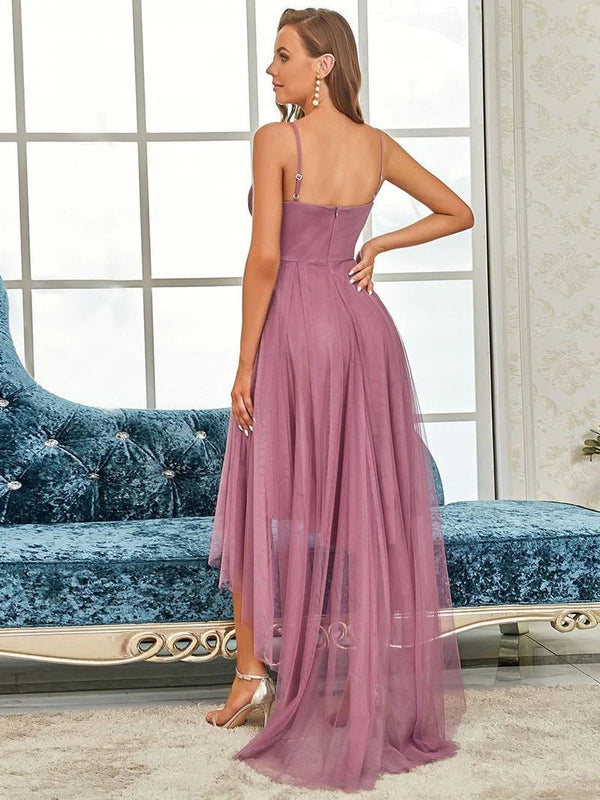 Modest High-Low Tulle Prom Dress