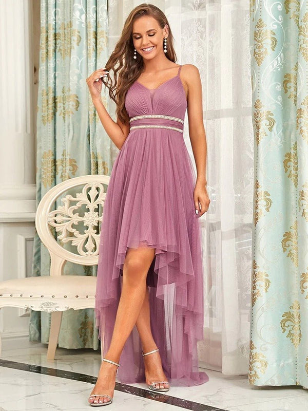 Modest High-Low Tulle Prom Dress for Women