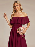 Off Shoulder Asymmetrical Hem Chiffon Bridesmaid Dresses - CALABRO®