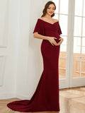 Off Shoulder Mermaid Pleated Maternity Dress - CALABRO®