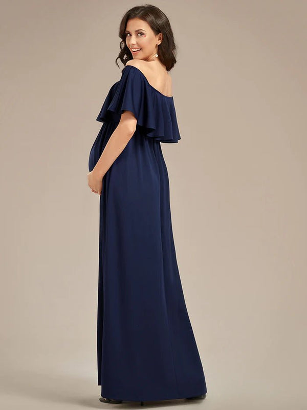 Off Shoulder Pleated A Line Maternity Dresses - CALABRO®