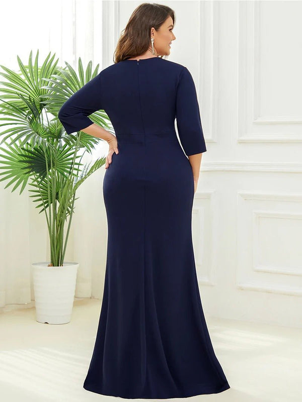 Plus Sexy Fishtail Deep V Neck Puff Sleeves Evening Dresses