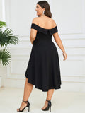 Plus Sexy Off Shoulders A Line Asymmetric Hem Evening Dresses - CALABRO®