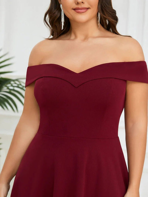 Plus Sexy Off Shoulders A Line Asymmetric Hem Evening Dresses - CALABRO®