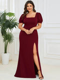 Plus Square Neck Short Puff Sleeves Fishtail Evening Dresses - CALABRO®