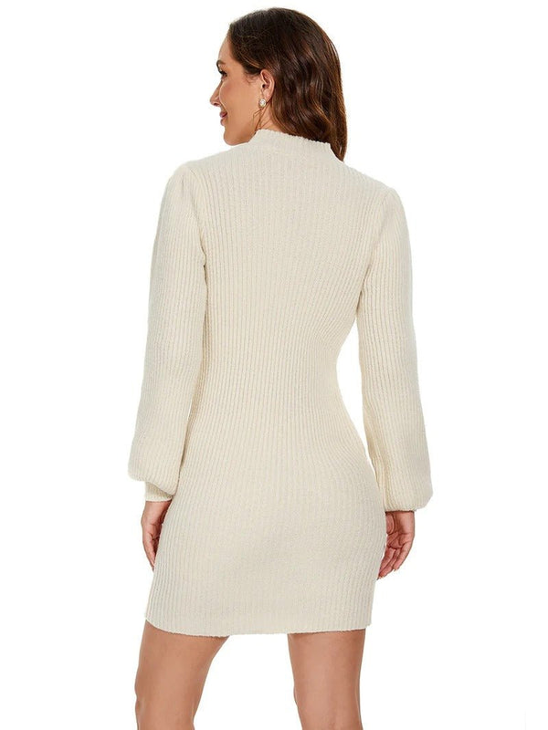 Round Neck Long Sleeve Mini Bodycon Sweater Dress - CALABRO®
