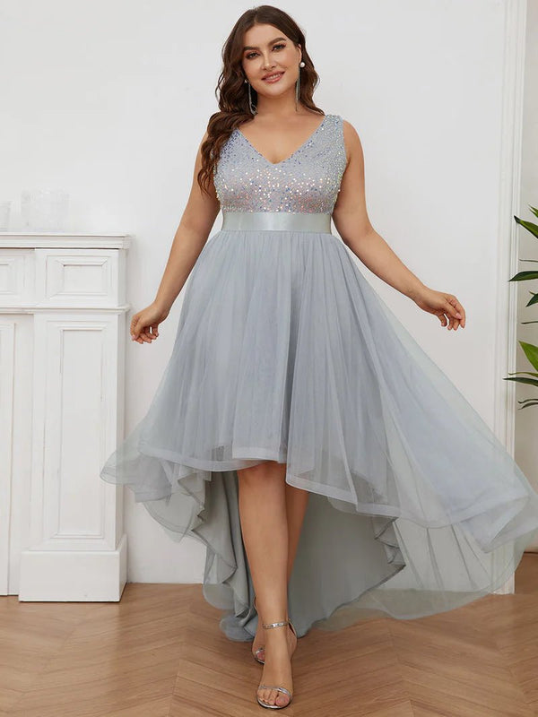 Gray formal dress with 2025 sleeves