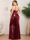 Sexy Spaghetti Straps Fishtail Sequin Plus Size Evening Gowns - CALABRO®