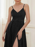 Spaghetti Straps Evening Dresses With Pleated Decoration - CALABRO®