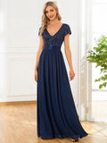Sparkly Top Cap Sleeve Evening Dress - CALABRO®